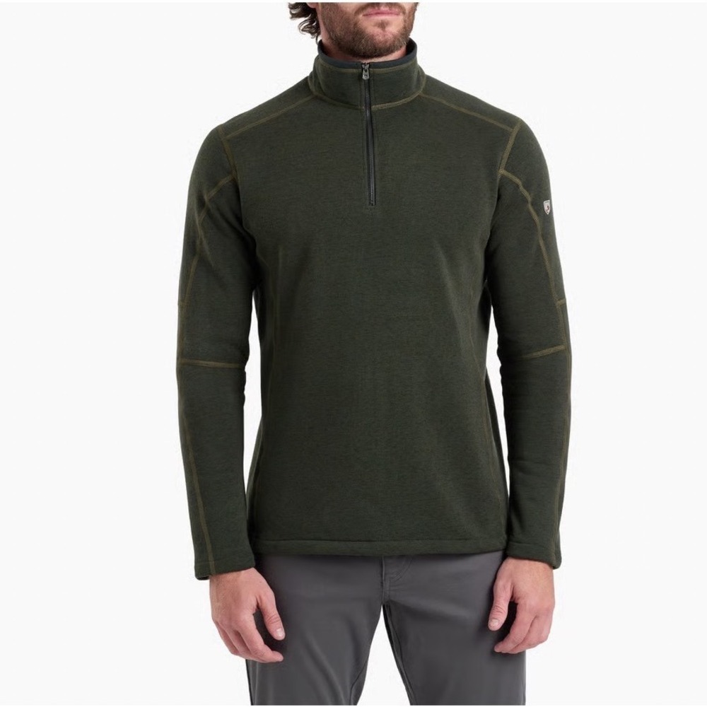 KUHL Olive Green Revel Quarter Zip Outdoor Fleece Pullover, Large